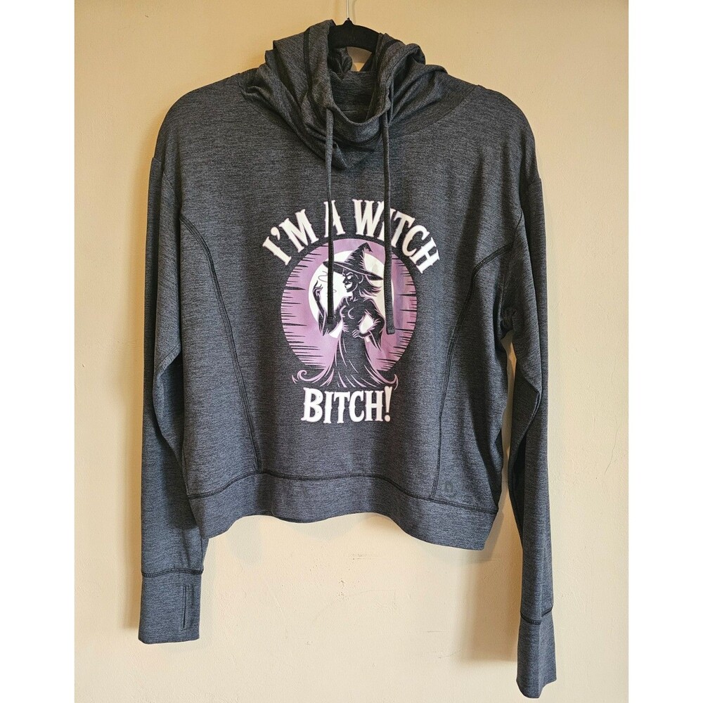 OGIO Longsleeve Dark Gray Hoodie Size S, Witch, Halloween, tunnel neck